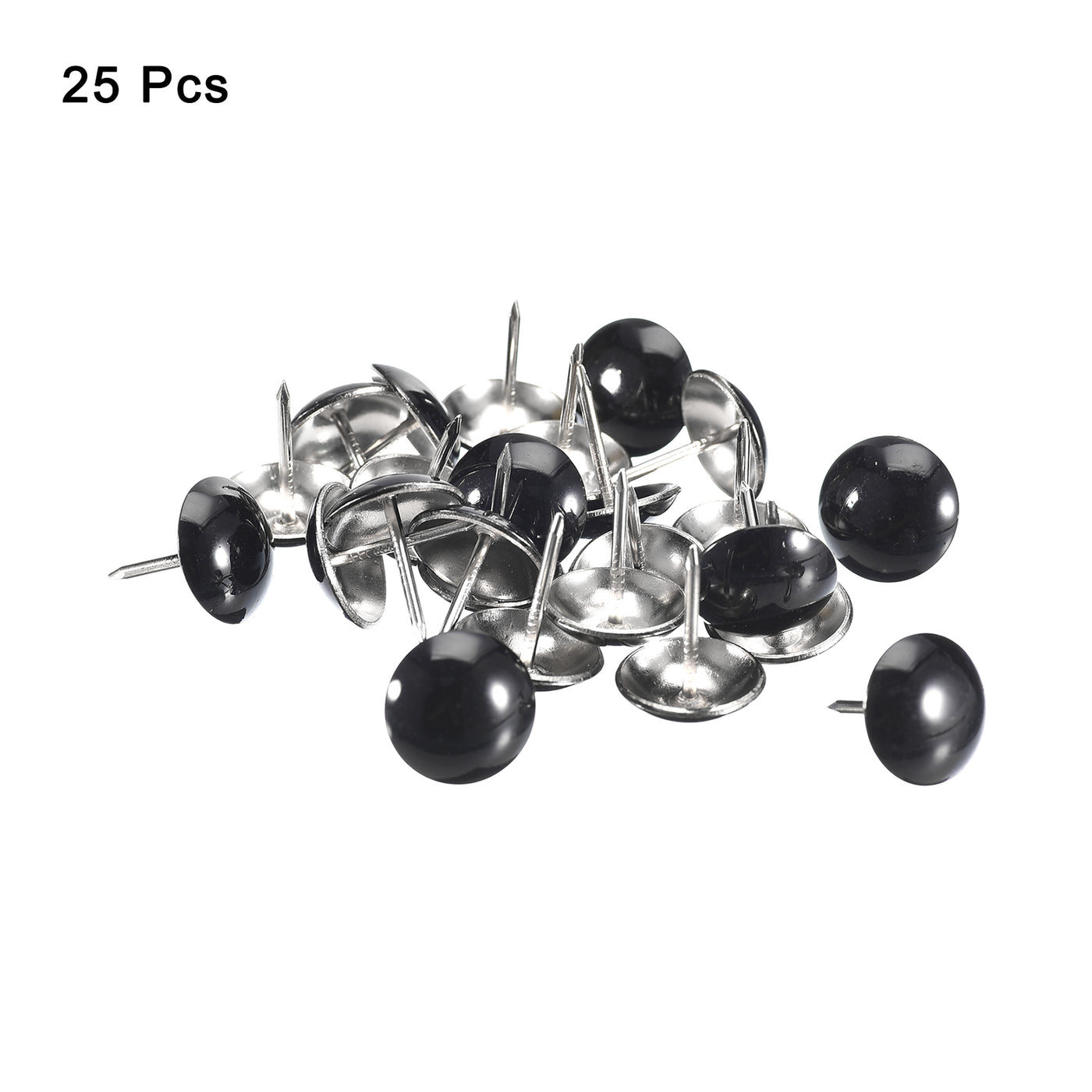uxcell Uxcell 25Pcs 19mmx22mm Round Decorative Upholstery Tacks Furniture Nails, Bright Black