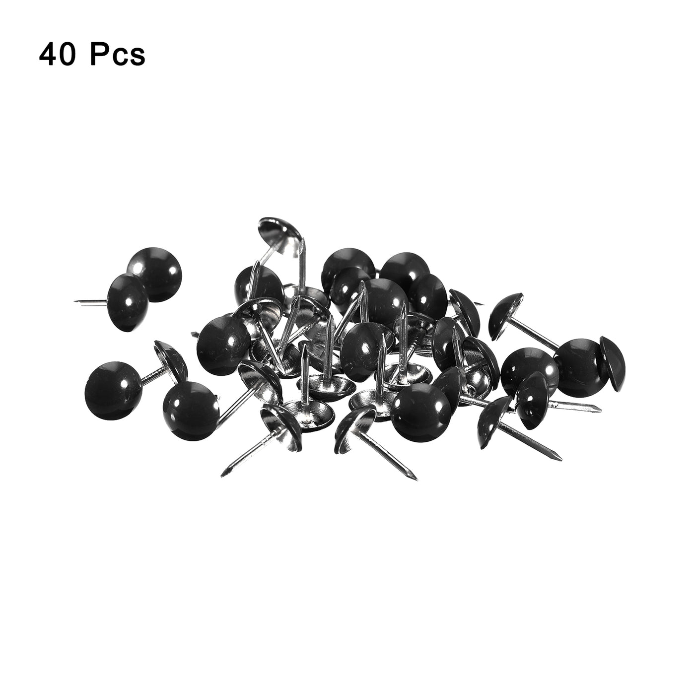 uxcell Uxcell 40Pcs 11mmx17mm Round Decorative Upholstery Tacks Furniture Nails, Bright Black