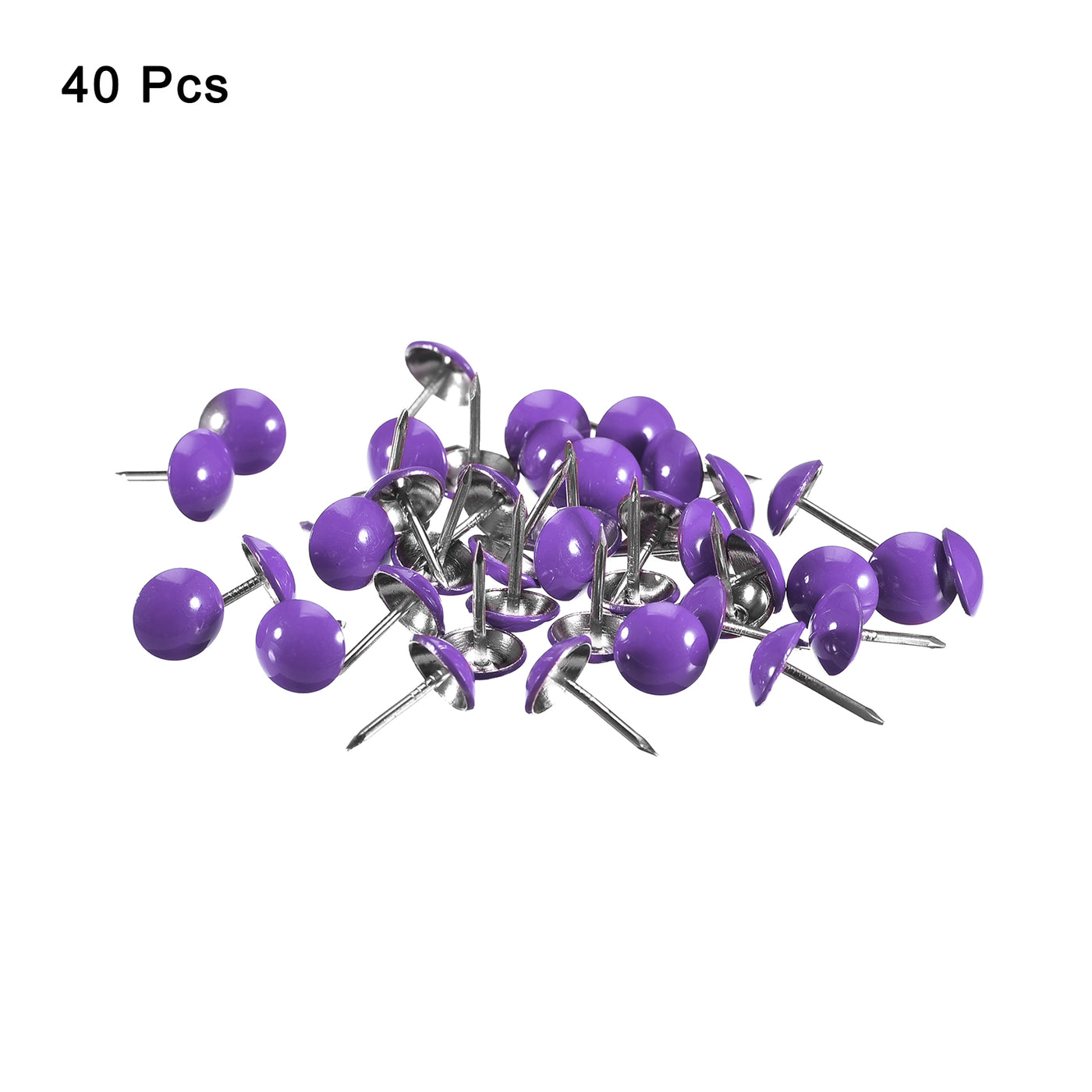 uxcell Uxcell 40Pcs 11mmx17mm Round Decorative Upholstery Tacks Furniture Nails, Purple
