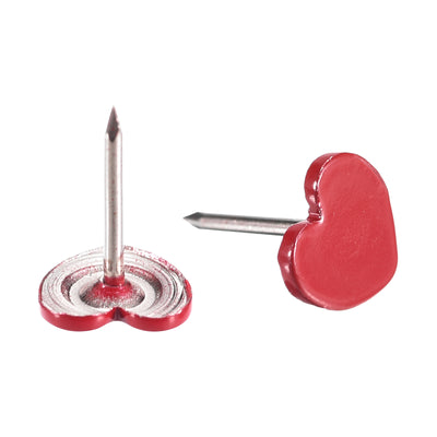 Harfington Uxcell 50Pcs Heart Shape Push Pins Decorative Thumbtacks for Cork Board, Red