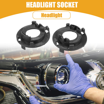 Harfington Automotive LED Headlight Bulb Retainer Adapter Holder Socket - Car Headlight Socket - for Hyundai  Plastic Black - 1 Pair