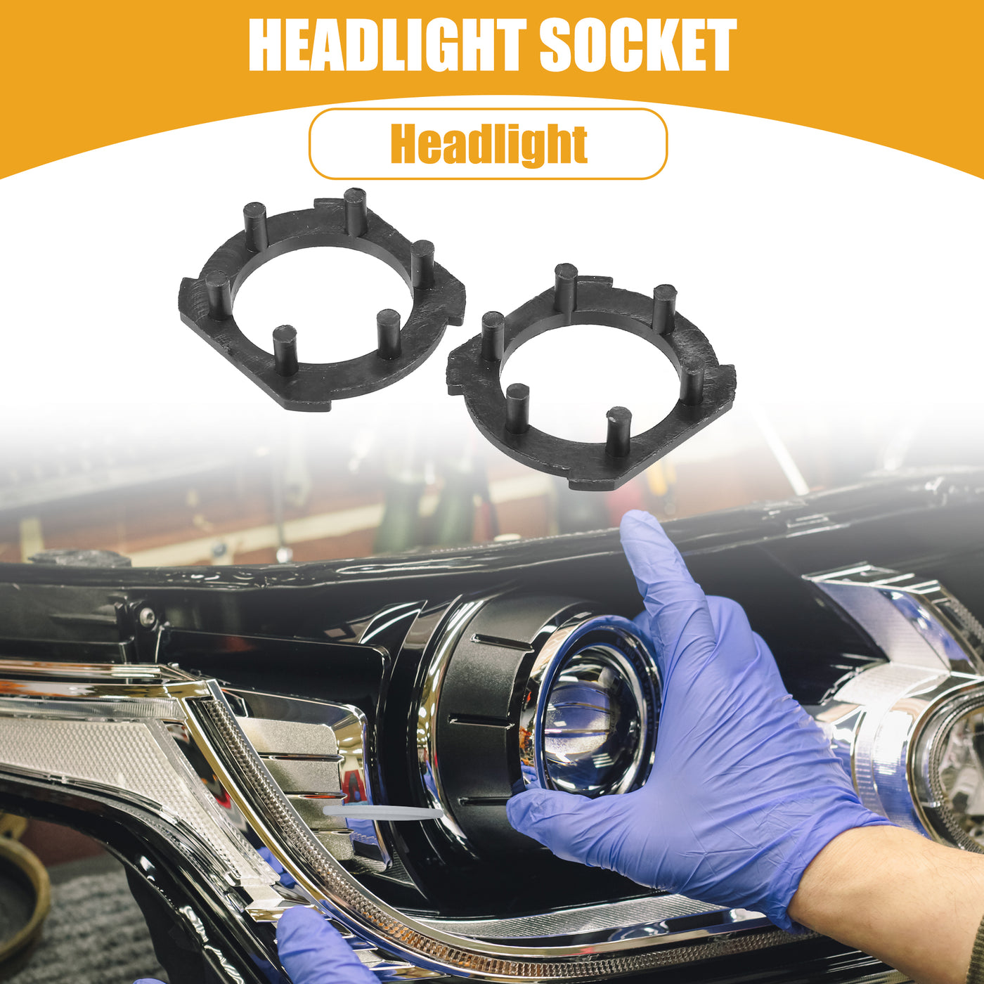 Partuto Automotive LED Headlight Bulb Retainer Adapter Holder Socket - Car Headlight Socket - for Mazda 3 5 6 Plastic Black - 1 Pair