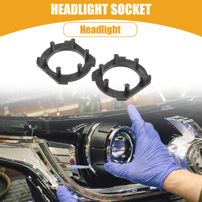 Harfington Automotive LED Headlight Bulb Retainer Adapter Holder Socket - Car Headlight Socket - for Mazda 3 5 6 Plastic Black - 1 Pair