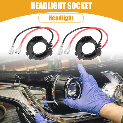 Harfington Automotive LED Headlight Bulb Retainer Adapter Holder Socket - Car Headlight Socket - for Volkswagen Plastic Black - 1 Pair