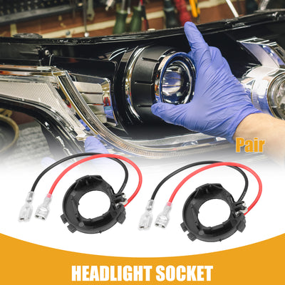 Harfington Automotive LED Headlight Bulb Retainer Adapter Holder Socket - Car Headlight Socket - for Volkswagen Plastic Black - 1 Pair