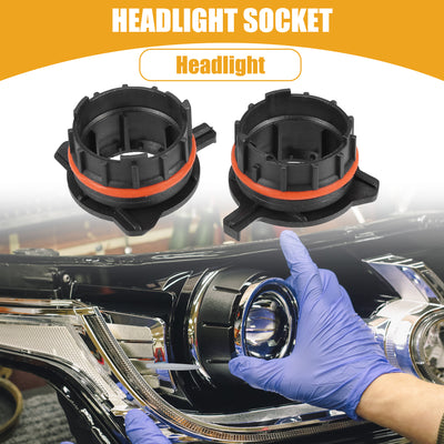 Harfington Automotive LED Headlight Bulb Retainer Adapter Holder Socket - Car Headlight Socket - for BMW Plastic Black - 1 Pair
