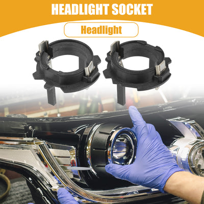 Harfington Automotive LED Headlight Bulb Retainer Adapter Holder Socket - Car Headlight Socket - for Volkswagen Metal Black - 1 Pair