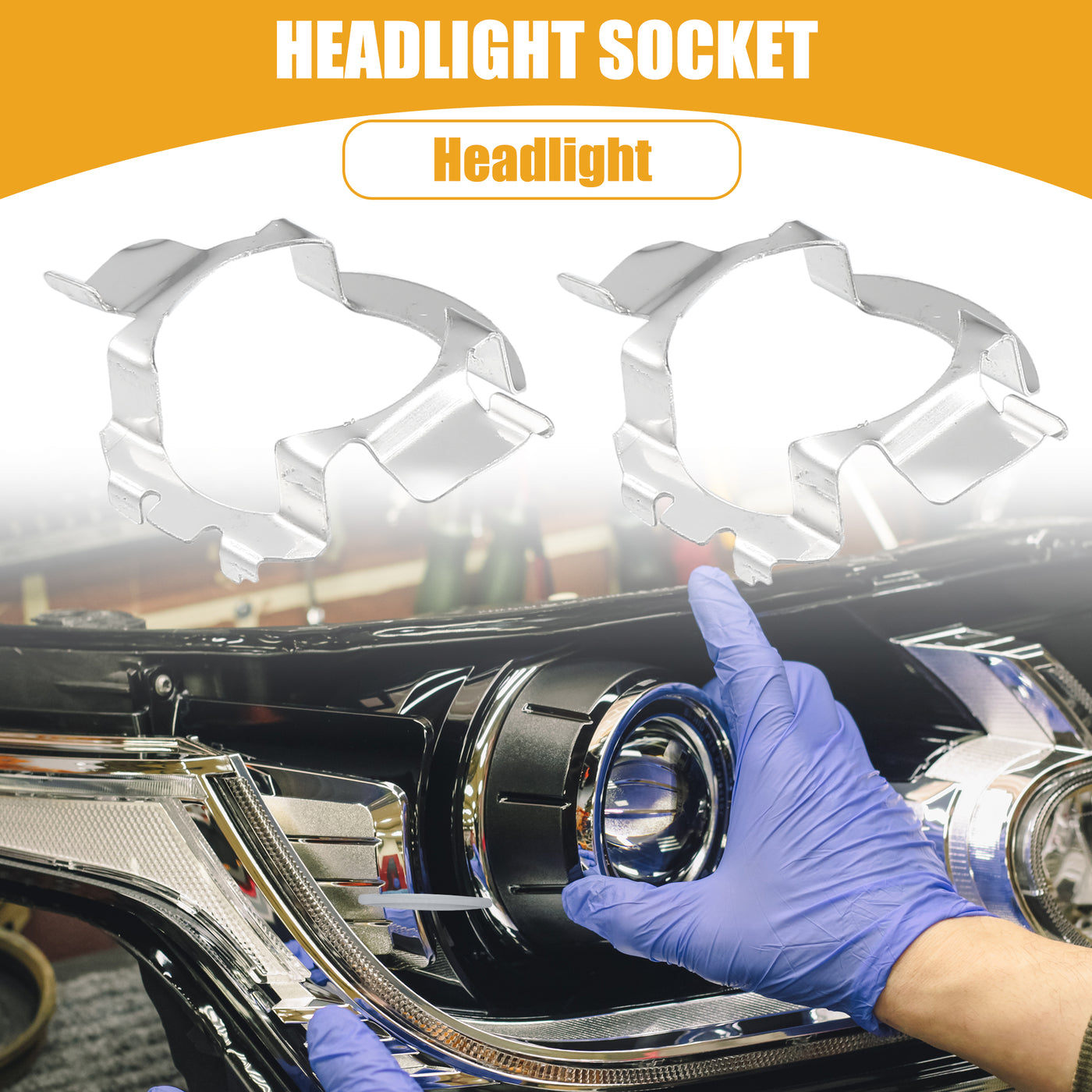 Partuto Automotive LED Headlight Bulb Retainer Adapter Holder Socket - Car Headlight Socket - for BMW H7 Plastic Black - 1 Pair