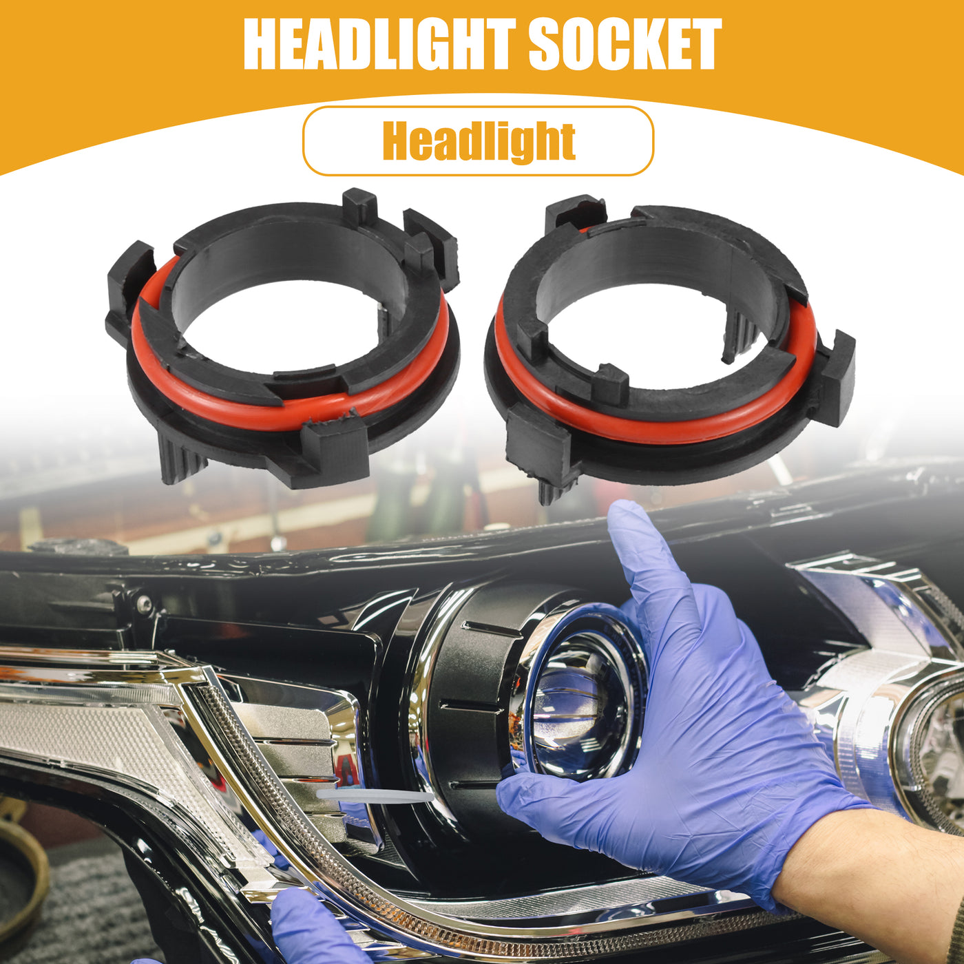 Partuto Automotive LED Headlight Bulb Retainer Adapter Holder Socket - Car Headlight Socket - for Honda Plastic Black - 1 Pair