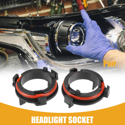 Harfington Automotive LED Headlight Bulb Retainer Adapter Holder Socket - Car Headlight Socket - for Honda Plastic Black - 1 Pair