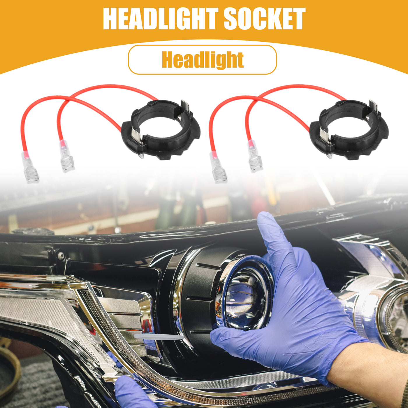 Partuto Automotive LED Headlight Bulb Retainer Adapter Holder Socket - Car Headlight Socket - for Volkswagen H7 Plastic Black - 1 Pair