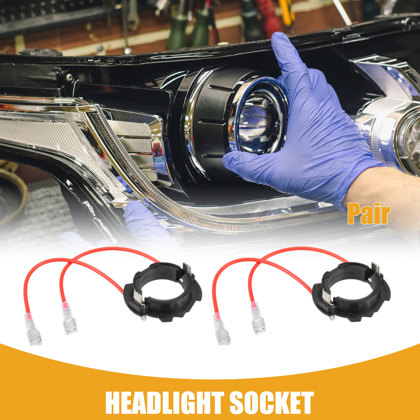 Partuto Automotive LED Headlight Bulb Retainer Adapter Holder Socket - Car Headlight Socket - for Volkswagen H7 Plastic Black - 1 Pair