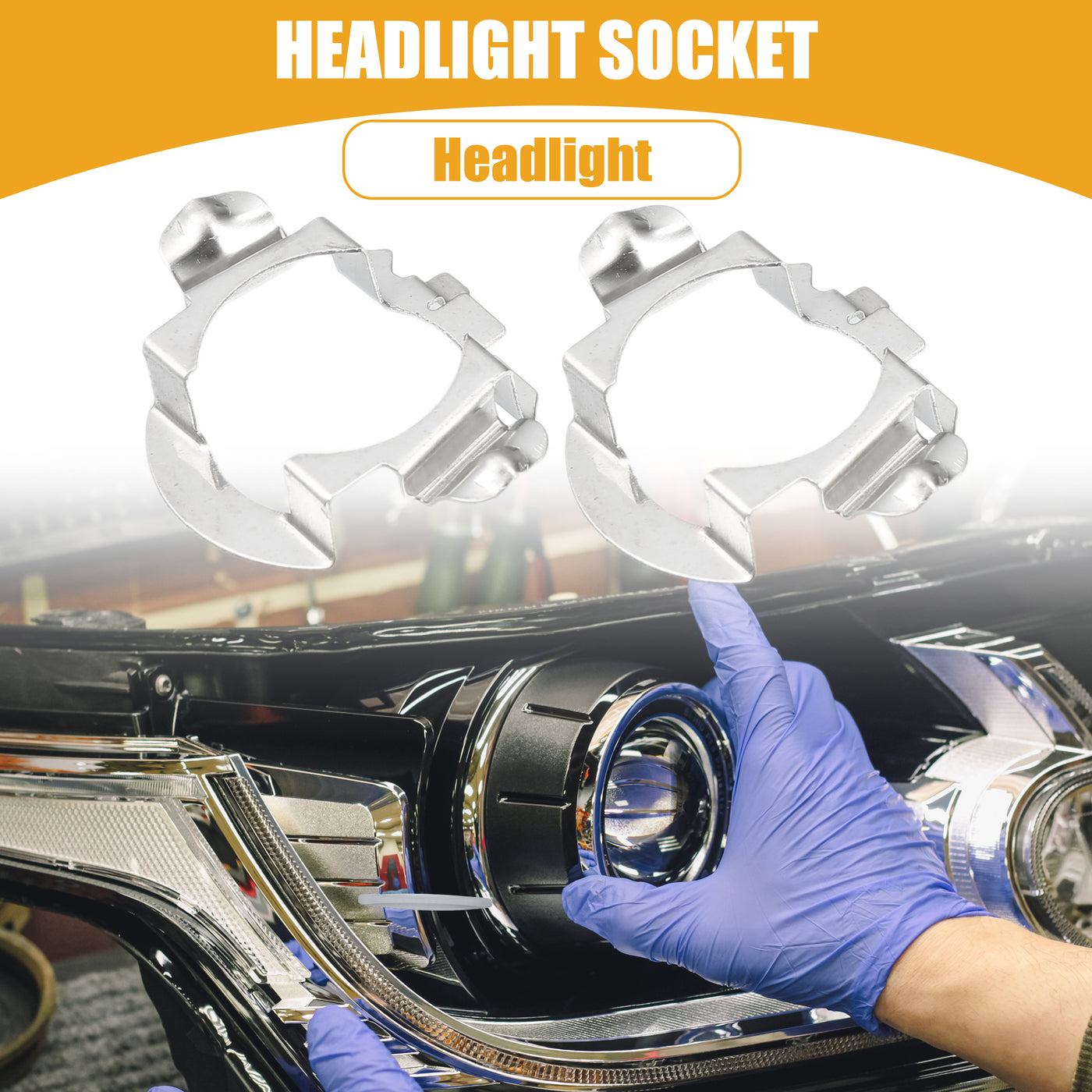 Partuto Automotive LED Headlight Bulb Retainer Adapter Holder Socket - Car Headlight Socket - for Mercedes-Benz H7 Plastic Black - 1 Pair