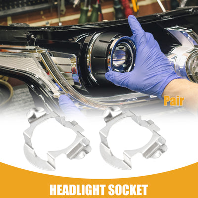 Harfington Automotive LED Headlight Bulb Retainer Adapter Holder Socket - Car Headlight Socket - for Mercedes-Benz H7 Plastic Black - 1 Pair