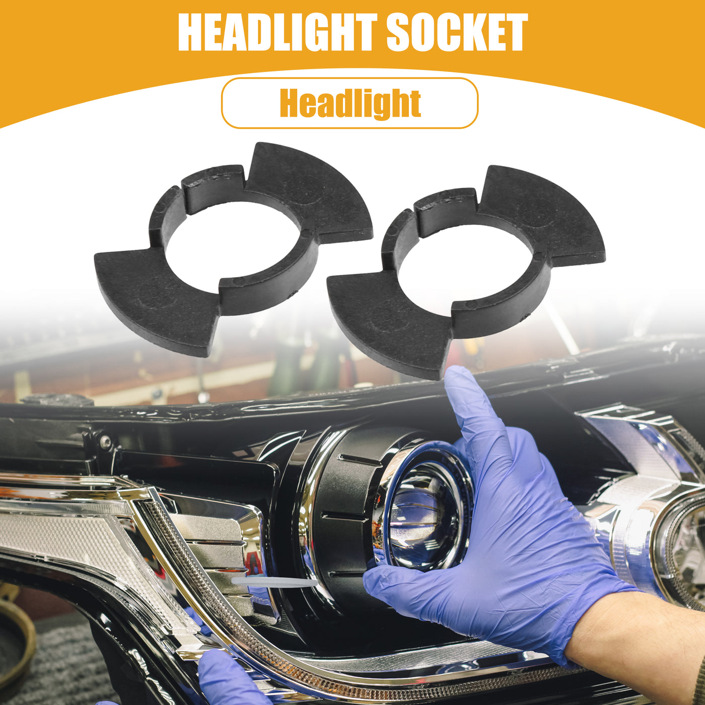 Partuto Automotive LED Headlight Bulb Retainer Adapter Holder Socket - Car Headlight Socket - for Honda H1 Plastic Black - 1 Pair
