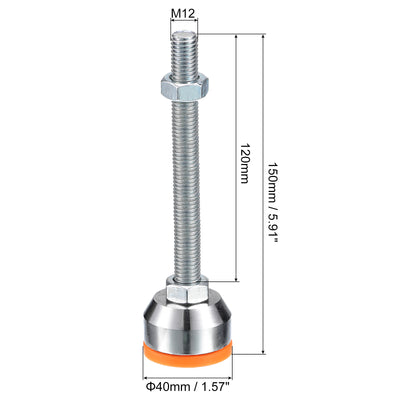 Harfington Uxcell Leveling Feet, 1Pcs M12x120x40mm - Carbon Steel Non-Skid Anti-shock Adjustable Table Feet, Leveling Screw Leg for Furniture Workshops Equipment