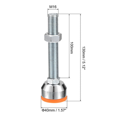Harfington Uxcell Leveling Feet, 1Pcs M16x100x40mm - Carbon Steel Non-Skid Anti-shock Adjustable Table Feet, Leveling Screw Leg for Furniture Workshops Equipment