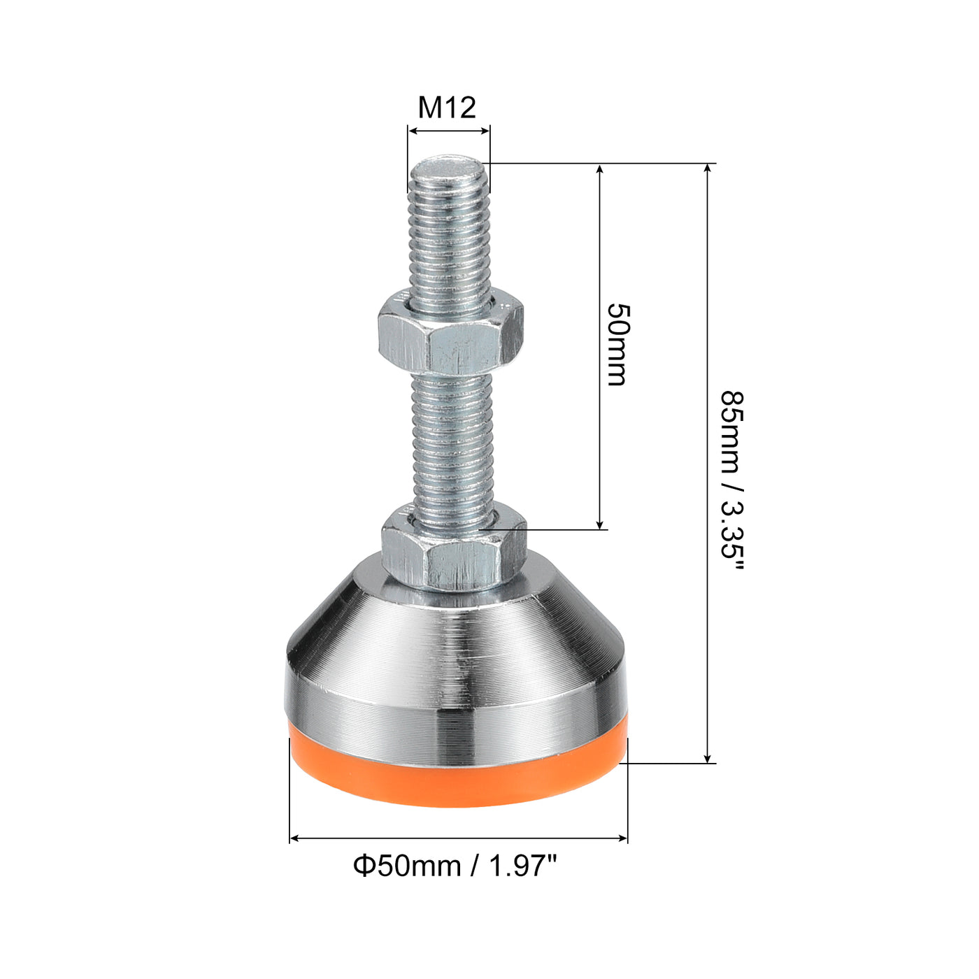 uxcell Uxcell Leveling Feet, 2Pcs M12x50x50mm - Carbon Steel Non-Skid Anti-shock Adjustable Table Feet, Leveling Screw Leg for Furniture Workshops Equipment