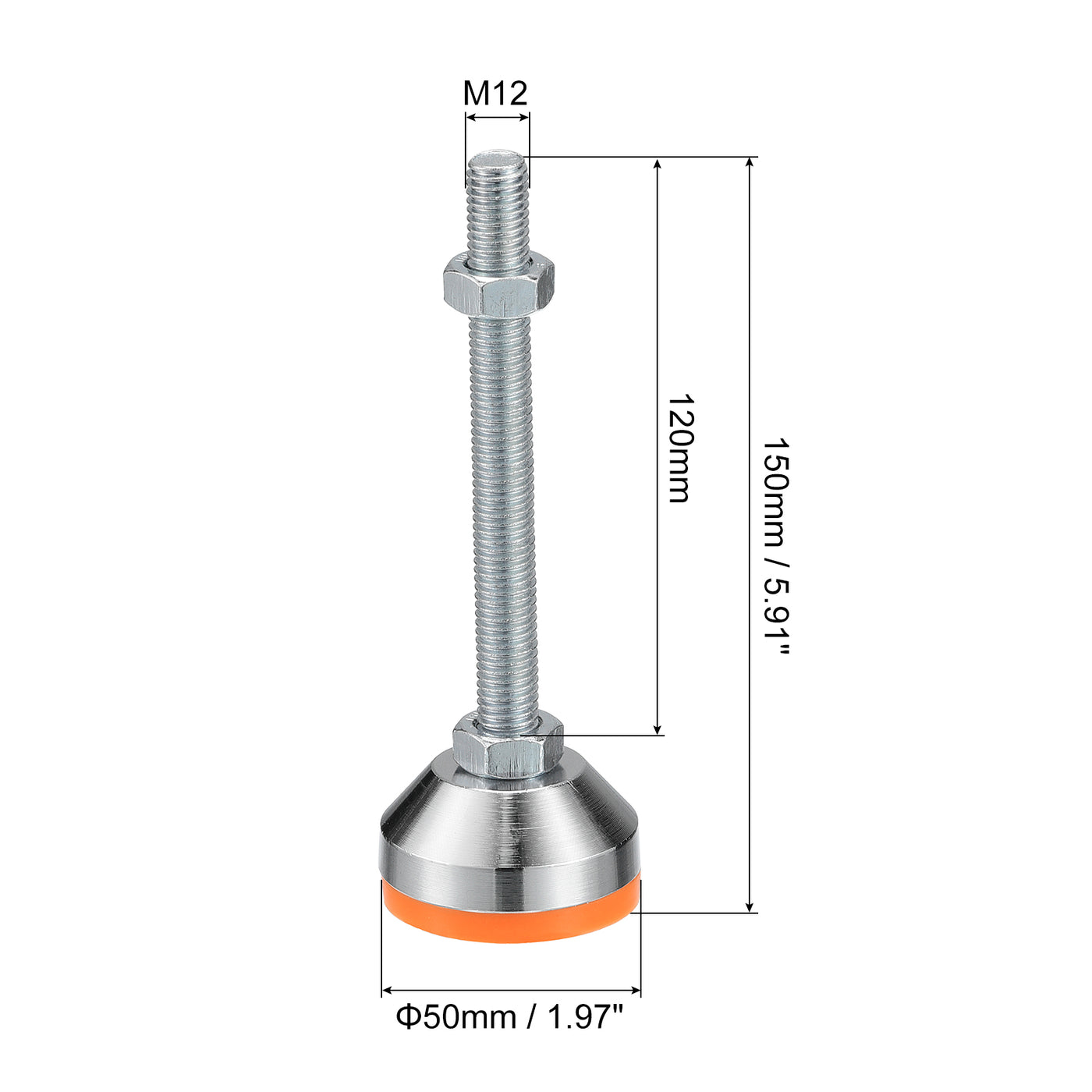 uxcell Uxcell Leveling Feet, 2Pcs M12x120x50mm - Carbon Steel Non-Skid Anti-shock Adjustable Table Feet, Leveling Screw Leg for Furniture Workshops Equipment