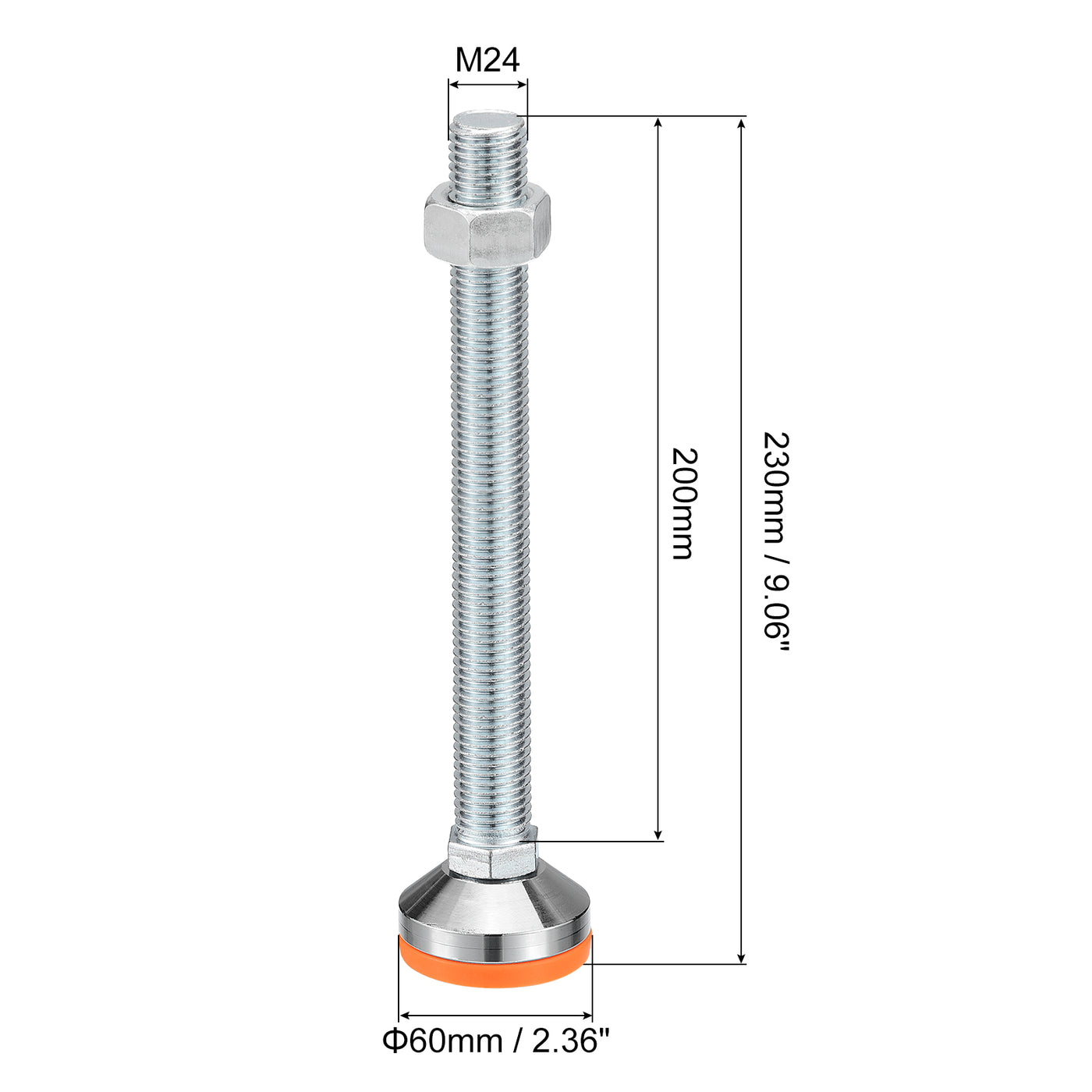 uxcell Uxcell Leveling Feet, 2Pcs M24x200x60mm - Carbon Steel Non-Skid Anti-shock Adjustable Table Feet, Leveling Screw Leg for Furniture Workshops Equipment