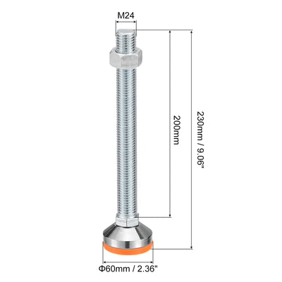 Harfington Uxcell Leveling Feet, 2Pcs M24x200x60mm - Carbon Steel Non-Skid Anti-shock Adjustable Table Feet, Leveling Screw Leg for Furniture Workshops Equipment