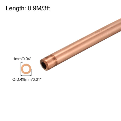 Harfington Copper Tube Refrigeration Flexible Pipe Seamless Hollow Metal Soft for Air Conditioners Refrigerators and Other Equipment