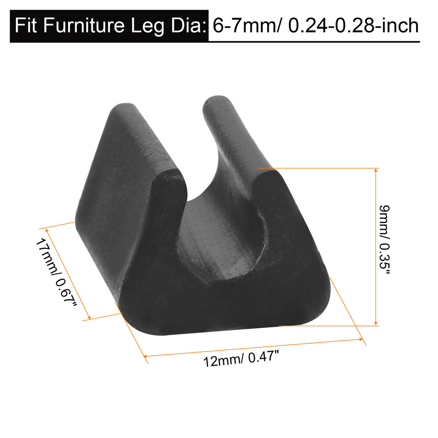 uxcell Uxcell 25Pcs Rectangle Shaped Non-Slip Chair Leg Tip 6-7mm Plastic Furniture Feet Black