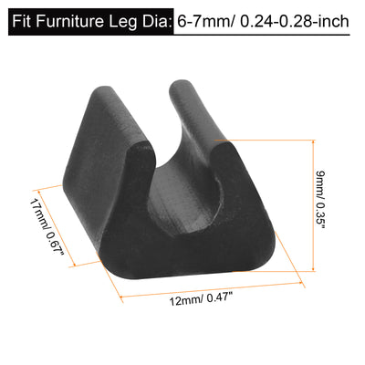 Harfington Uxcell 25Pcs Rectangle Shaped Non-Slip Chair Leg Tip 6-7mm Plastic Furniture Feet Black