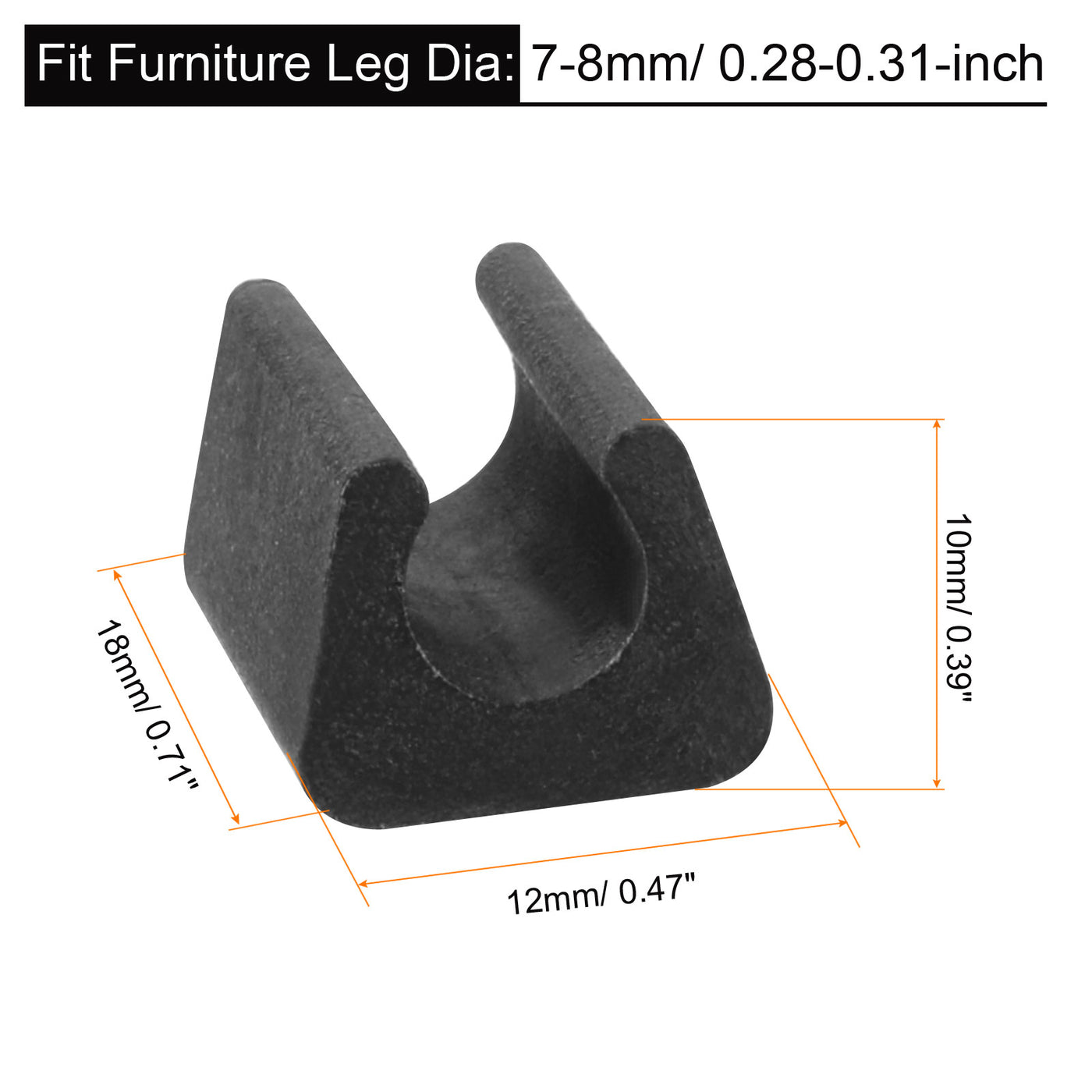 uxcell Uxcell 25Pcs Rectangle Shaped Non-Slip Chair Leg Tip 7-8mm Plastic Furniture Feet Black