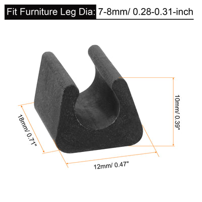 Harfington Uxcell 40Pcs Rectangle Shaped Non-Slip Chair Leg Tip 7-8mm Plastic Furniture Feet Black