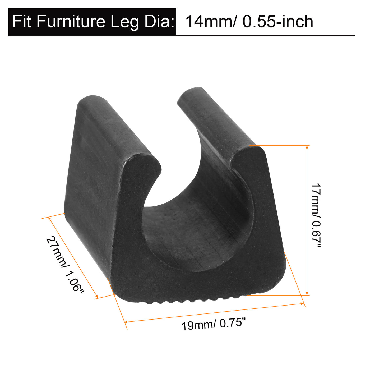 uxcell Uxcell 25Pcs Rectangle Shaped Non-Slip Chair Leg Tip 14mm Plastic Furniture Feet Black
