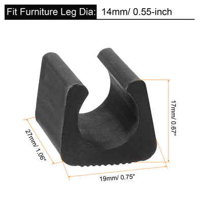Harfington Uxcell 25Pcs Rectangle Shaped Non-Slip Chair Leg Tip 14mm Plastic Furniture Feet Black