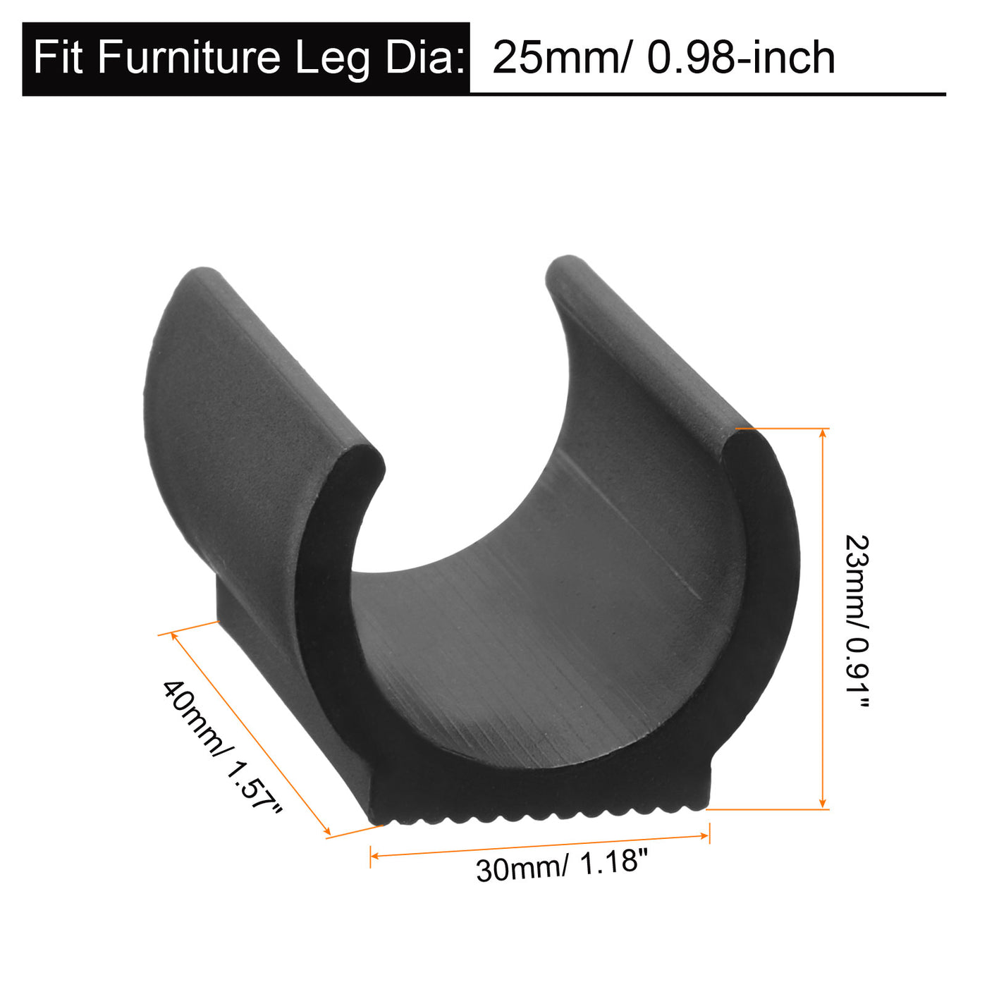 uxcell Uxcell 15Pcs Rectangle Shaped Non-Slip Chair Leg Tip 25mm Plastic Furniture Feet Black
