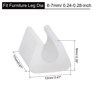 Harfington Uxcell 40Pcs Rectangle Shaped Non-Slip Chair Leg Tip 6-7mm Plastic Furniture Feet White