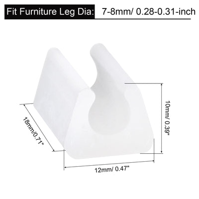 Harfington Uxcell 25Pcs Rectangle Shaped Non-Slip Chair Leg Tip 7-8mm Plastic Furniture Feet White