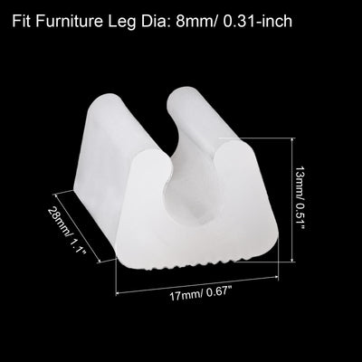 Harfington Uxcell 40Pcs Rectangle Shaped Non-Slip Chair Leg Tip 8mm Plastic Furniture Feet White