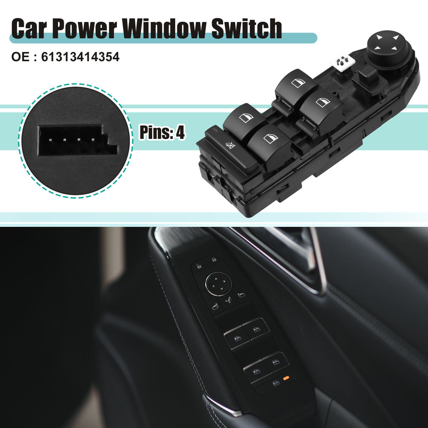 ACROPIX Power Window Switch Window Control Switch Fit for BMW X3 2004 2.5i 3.0i 2.5L L6 - Gas 3.0L L6 - Gas No.61313414354 - Pack of 1