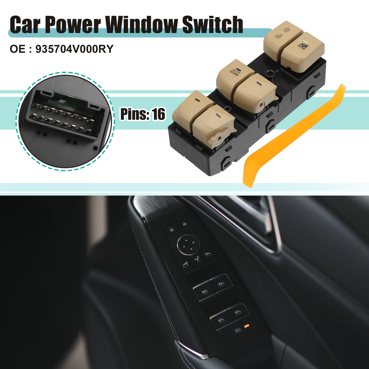 ACROPIX Power Window Switch Window Control Switch Fit for Hyundai Elantra Move 2012-2016 with Removal Tool No.935704V000RY - Pack of 1