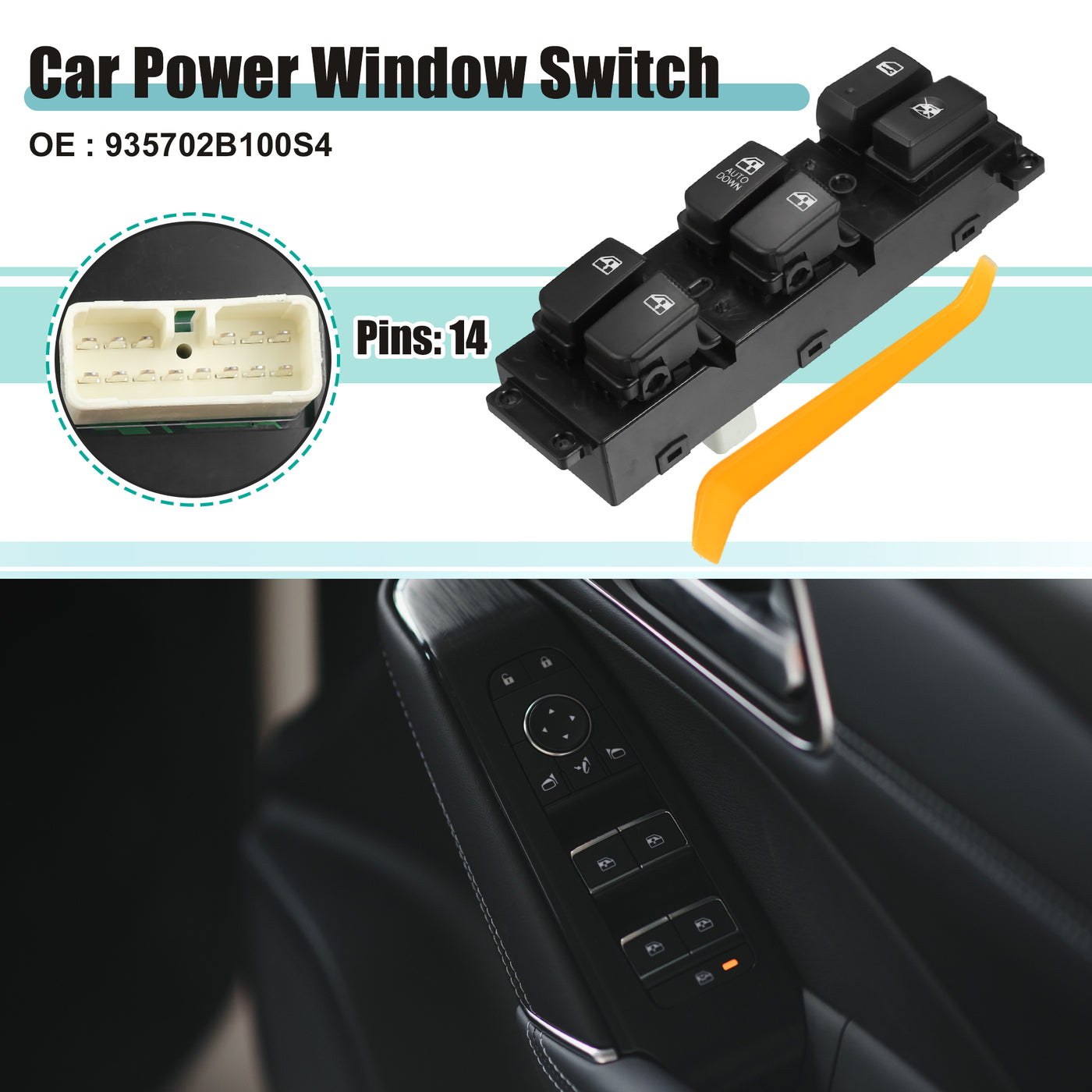 ACROPIX Power Window Switch Window Control Switch Fit for Hyundai Santa Fe 2007-2009 with Removal Tool No.935702B100S4 - Pack of 1