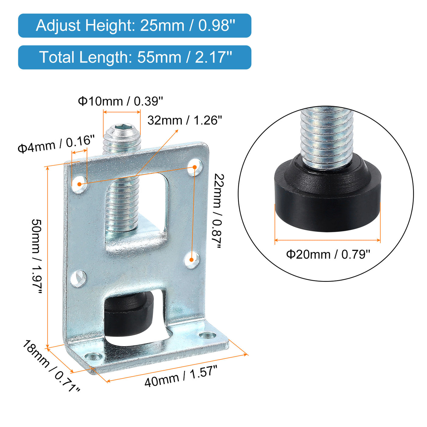 Uxcell Furniture Leveling Feet, 4Pcs - Adjustable Furniture Feet ...