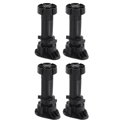 Harfington Uxcell Adjustable Legs, 4Pcs 44 x 120mm - Furniture Leveling Foot, Thick Thin Legs Leveler Support Frame for Bed Sofa Coffee Table Bathroom Cabinet (Black)