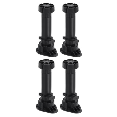 Harfington Uxcell Adjustable Legs, 4Pcs 44 x 150mm - Furniture Leveling Foot, Thick Thin Legs Leveler Support Frame for Bed Sofa Coffee Table Bathroom Cabinet (Black)