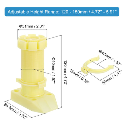 Harfington Uxcell Adjustable Legs, Furniture Leveling Foot,, Thin Legs Leveler Support Frame for Bed Sofa Coffee Table Bathroom Cabinet