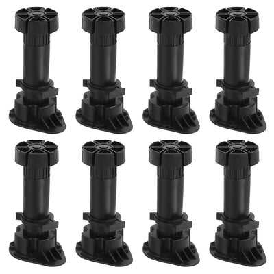 Harfington Uxcell Adjustable Legs, 8Pcs 44 x 120mm - Furniture Leveling Foot, Thick Thin Legs Leveler Support Frame for Bed Sofa Coffee Table Bathroom Cabinet (Black)