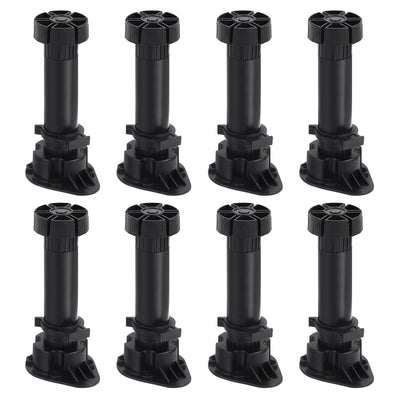 Harfington Uxcell Adjustable Legs, 8Pcs 44 x 150mm - Furniture Leveling Foot, Thick Thin Legs Leveler Support Frame for Bed Sofa Coffee Table Bathroom Cabinet (Black)