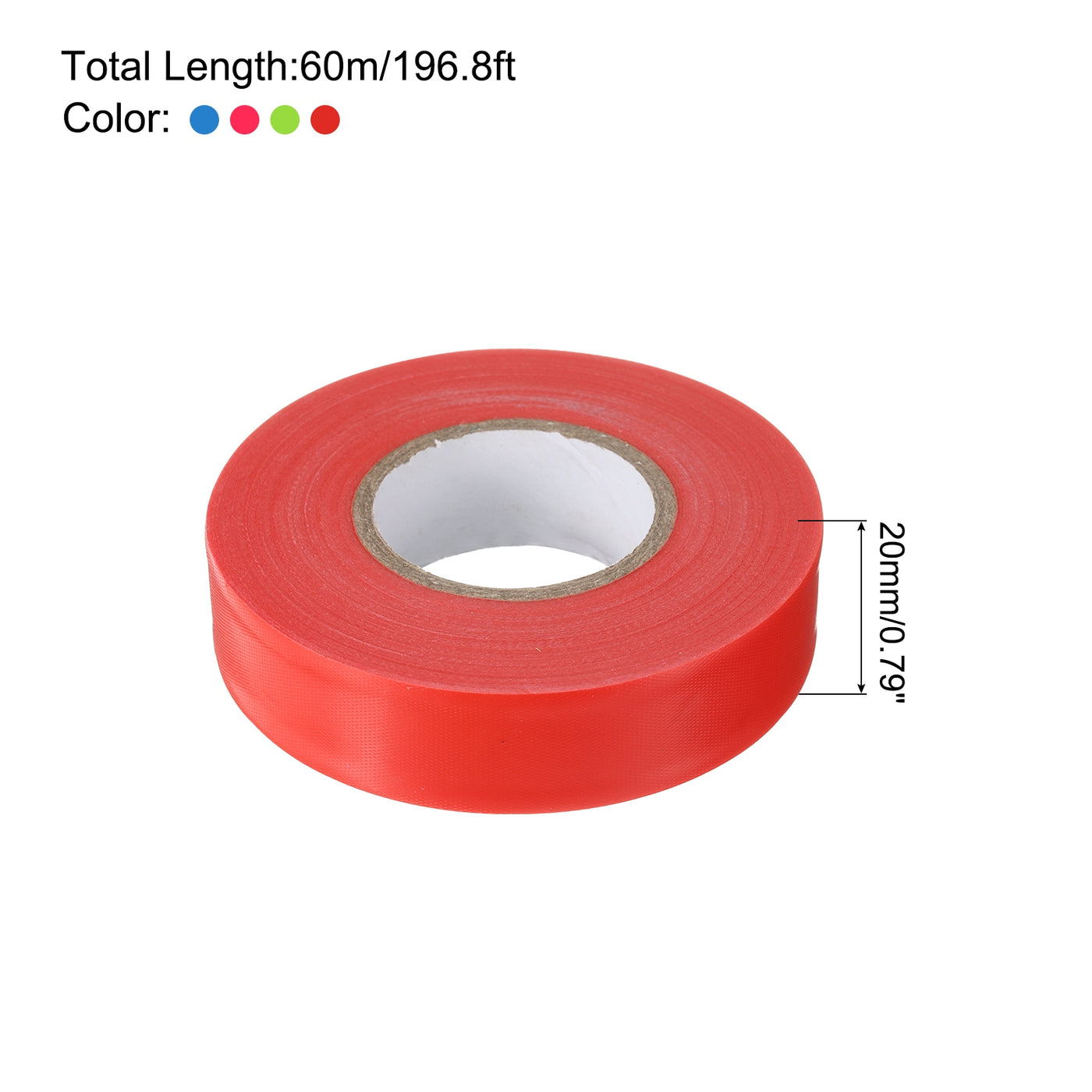 uxcell Uxcell PVC Flagging Tape 20mm x 60m/196.8ft Marking Tape Non-Adhesive 4pcs