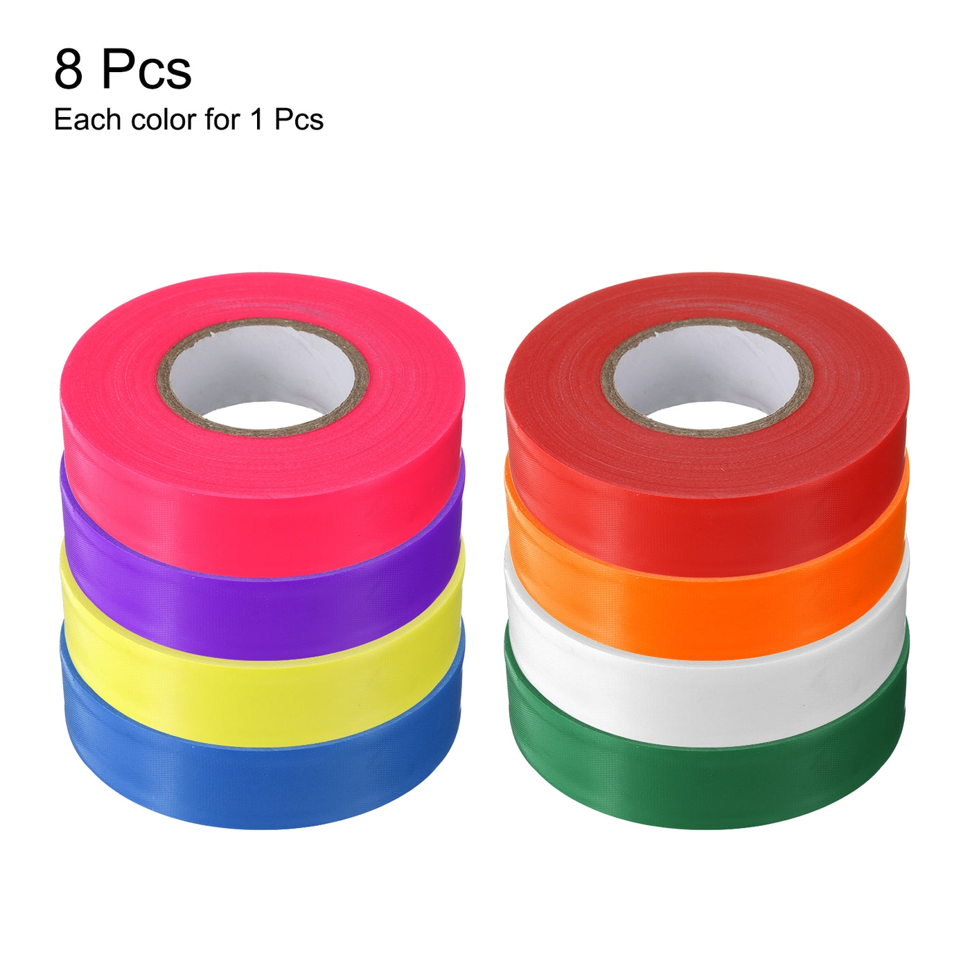 uxcell Uxcell PVC Flagging Tape 20mm x 30m/98.4ft Marking Tape Non-Adhesive 8pcs