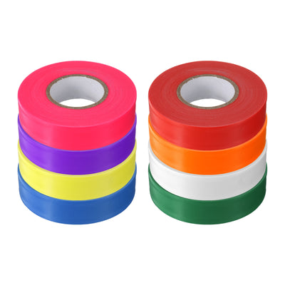 Harfington Uxcell PVC Flagging Tape 20mm x 30m/98.4ft Marking Tape Non-Adhesive 8pcs