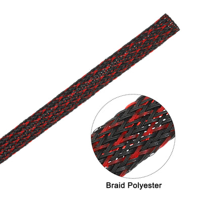 Harfington Uxcell Insulation Braid Sleeving, 9.84 Ft-10mm High Temperature Sleeve Black Red