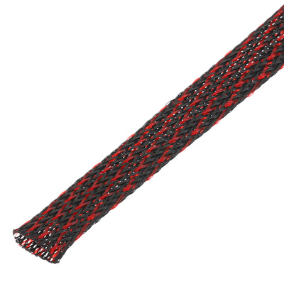 Harfington Uxcell Insulation Braid Sleeving, 9.84 Ft-12mm High Temperature Sleeve Black Red